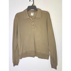 Pink Sweatshirt Women's Size XS Tan Collared Pullover